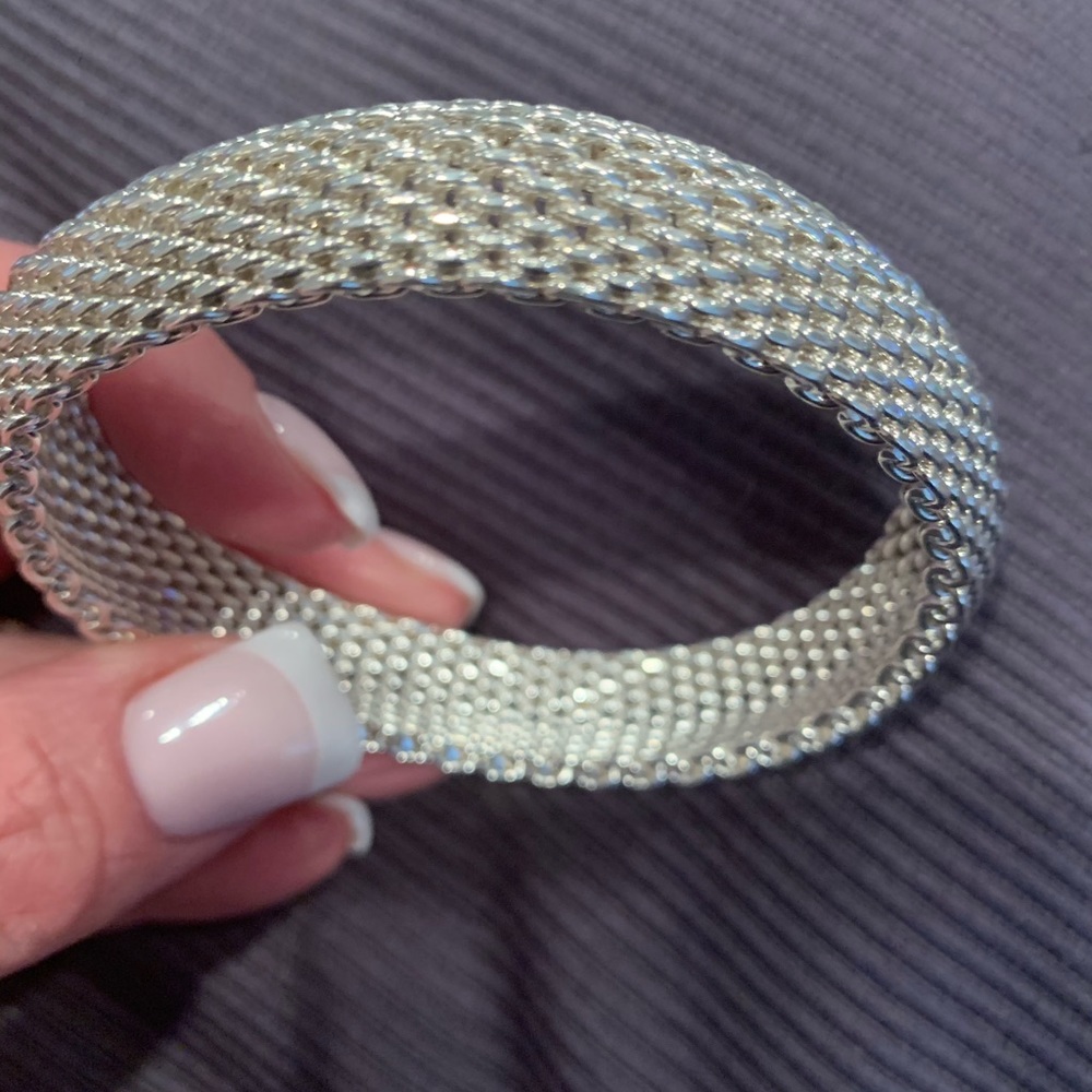 Tiffany sterling silver mesh bangle bracelet